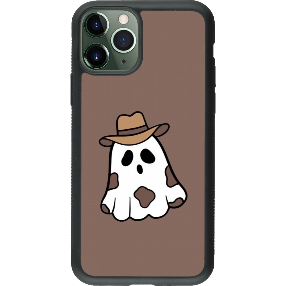 Coque iPhone 11 Pro - Silicone rigide noir Halloween 2024 cowboy ghost