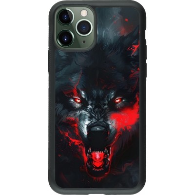 Coque iPhone 11 Pro - Silicone rigide noir Halloween 2024 mad werewolf