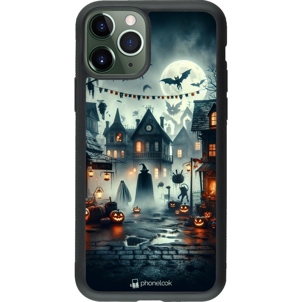 Coque iPhone 11 Pro - Silicone rigide noir Halloween Spookville