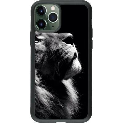 Coque iPhone 11 Pro - Silicone rigide noir Lion looking up