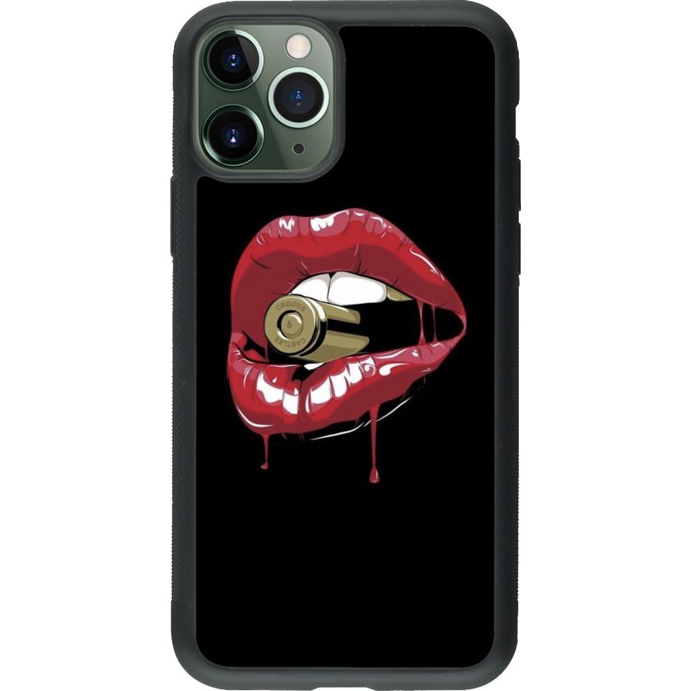 Coque iPhone 11 Pro - Silicone rigide noir Lips bullet