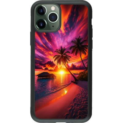 Coque iPhone 11 Pro - Silicone rigide noir Maldives Dusk Bliss