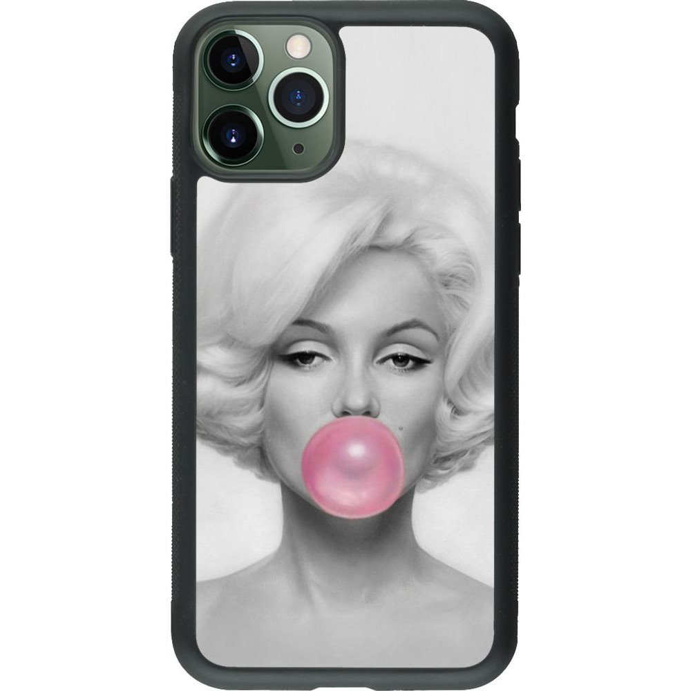 Coque iPhone 11 Pro - Silicone rigide noir Marilyn Bubble