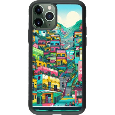 Coque iPhone 11 Pro - Silicone rigide noir Medellin Comuna 13 Art