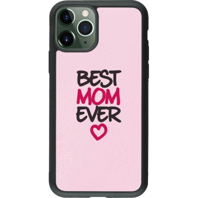 Coque iPhone 11 Pro - Silicone rigide noir Mom 2023 best Mom ever pink