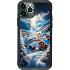 Coque iPhone 11 Pro - Silicone rigide noir Mont Neige Lumière