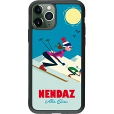 Coque iPhone 11 Pro - Silicone rigide noir Nendaz Ski Downhill