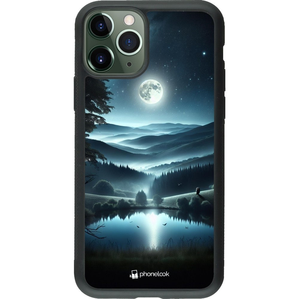 Coque iPhone 11 Pro - Silicone rigide noir Night Sky View