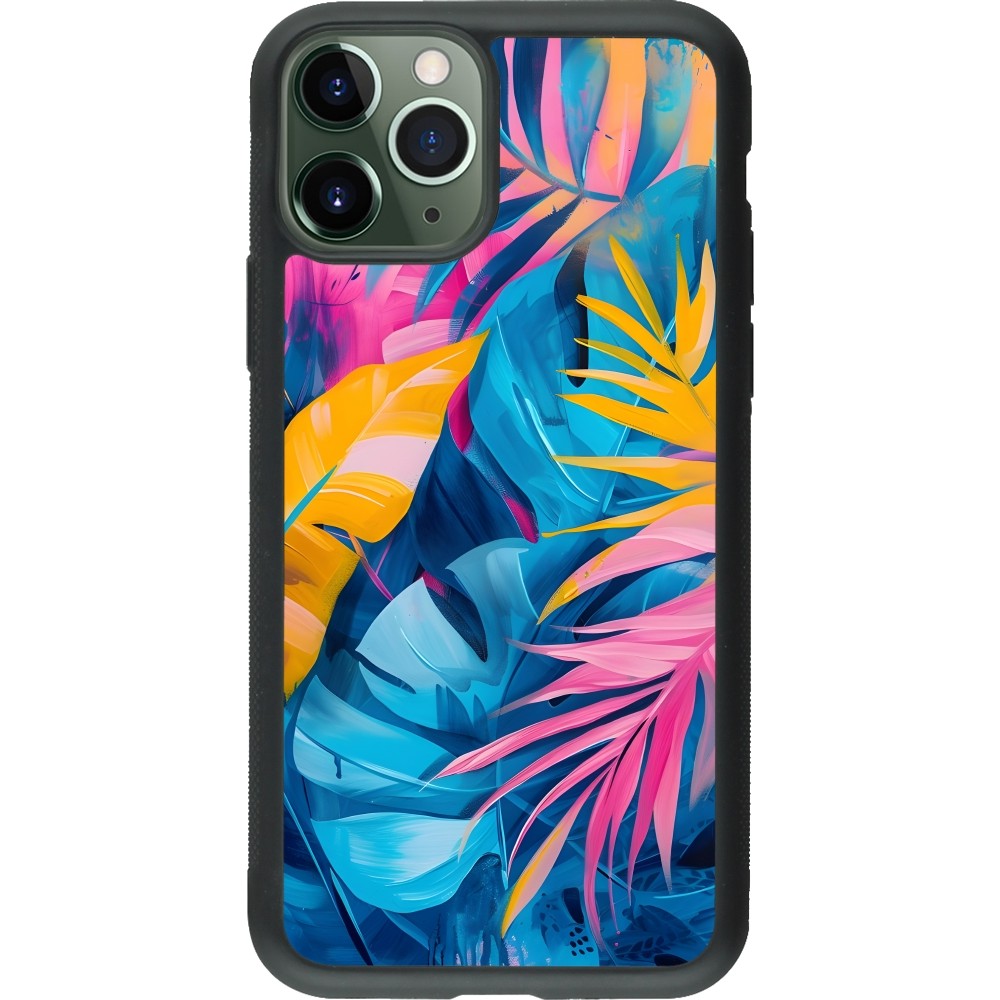 iPhone 11 Pro Case Hülle - Silikon schwarz Palms Blue