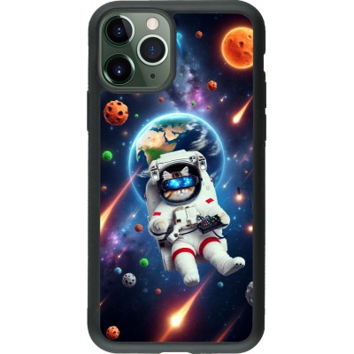 Coque iPhone 11 Pro - Silicone rigide noir VR SpaceCat Odyssey