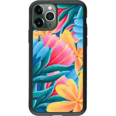 Coque iPhone 11 Pro - Silicone rigide noir Spring 23 colorful flowers