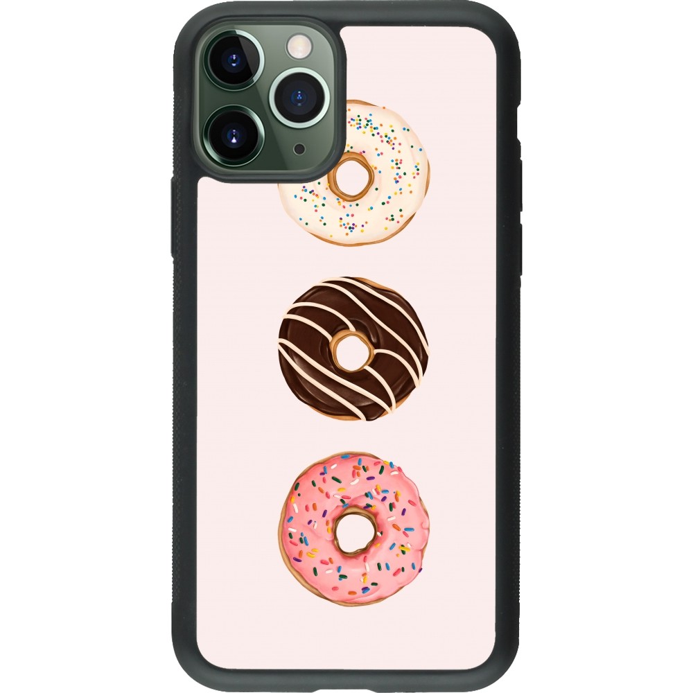 Coque iPhone 11 Pro - Silicone rigide noir Spring 23 donuts