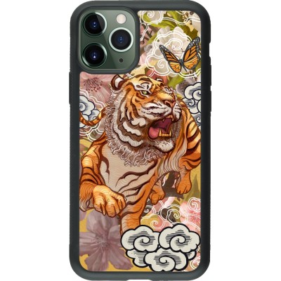 Coque iPhone 11 Pro - Silicone rigide noir Spring 23 japanese tiger