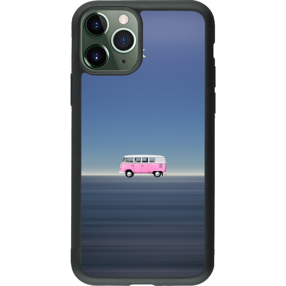 Coque iPhone 11 Pro - Silicone rigide noir Spring 23 pink bus