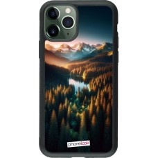 Coque iPhone 11 Pro - Silicone rigide noir Sunset Forest Lake