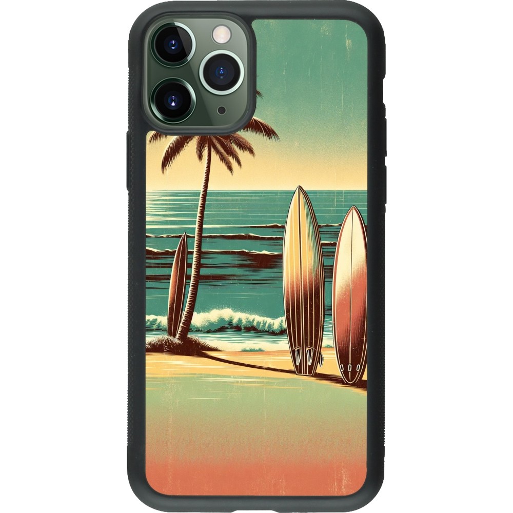 Coque iPhone 11 Pro - Silicone rigide noir Surf Paradise