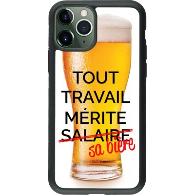 Coque iPhone 11 Pro - Silicone rigide noir Tout travail mérite sa bière