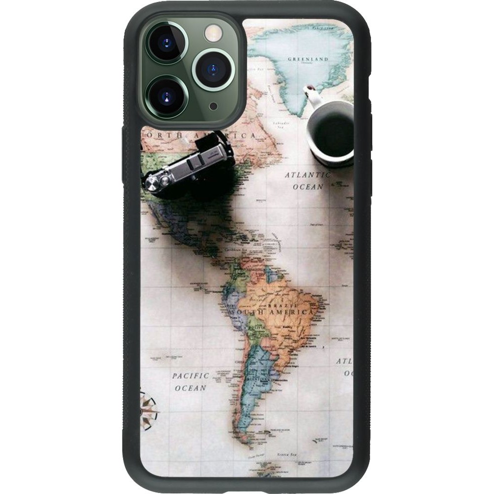 Coque iPhone 11 Pro - Silicone rigide noir Travel 01