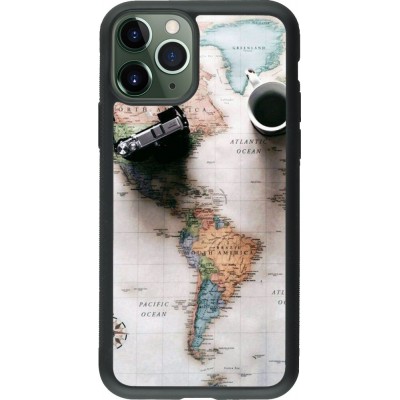 Coque iPhone 11 Pro - Silicone rigide noir Travel 01