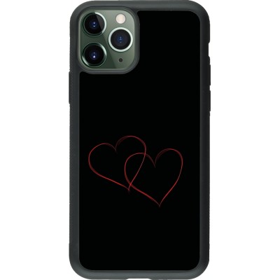 Coque iPhone 11 Pro - Silicone rigide noir Valentine 2023 attached heart