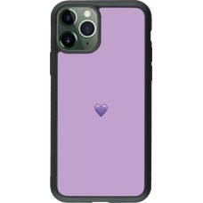 Coque iPhone 11 Pro - Silicone rigide noir Valentine 2023 purpule single heart