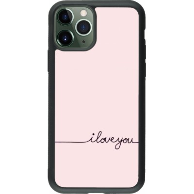 Coque iPhone 11 Pro - Silicone rigide noir Valentine 2023 i love you writing