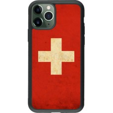 Coque iPhone 11 Pro - Silicone rigide noir Vintage Flag SWISS