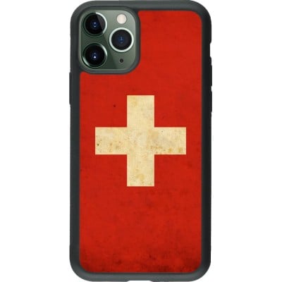 Coque iPhone 11 Pro - Silicone rigide noir Vintage Flag SWISS