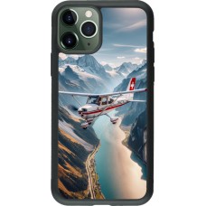 Coque iPhone 11 Pro - Silicone rigide noir Vol Alpin Suisse