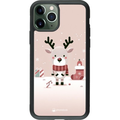 Coque iPhone 11 Pro - Silicone rigide noir Noël 2023 Choupinette Renne