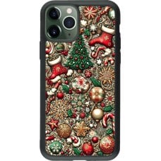 Coque iPhone 11 Pro - Silicone rigide noir Noël 2023 micro pattern