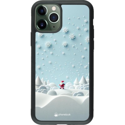 Coque iPhone 11 Pro - Silicone rigide noir Noël 2023 Petit Père Flocon