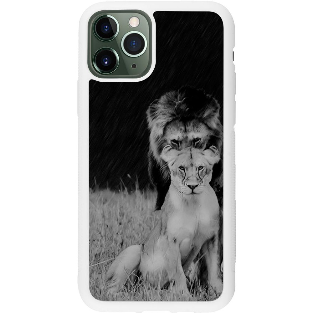 Coque iPhone 11 Pro - Silicone rigide blanc Angry lions