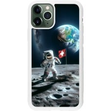 Coque iPhone 11 Pro - Silicone rigide blanc Astro Suisse sur lune