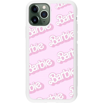 Coque iPhone 11 Pro - Silicone rigide blanc Barbie light pink pattern