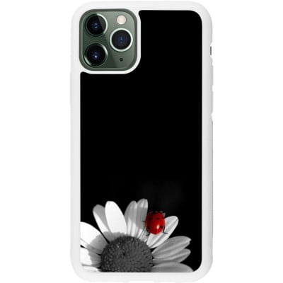 Coque iPhone 11 Pro - Silicone rigide blanc Black and white Cox