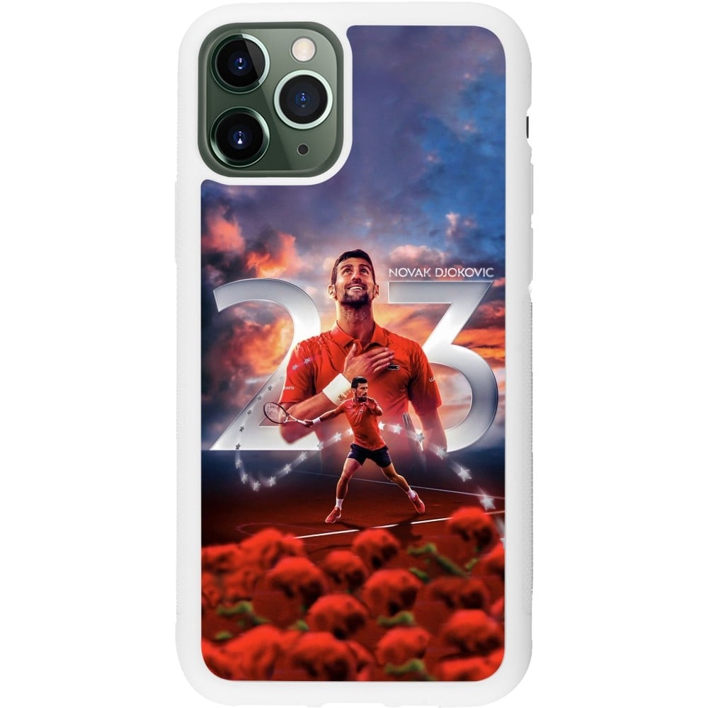 Coque iPhone 11 Pro - Silicone rigide blanc Djokovic 23 Grand Slam