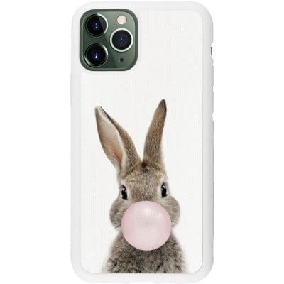 Coque iPhone 11 Pro - Silicone rigide blanc Easter 2023 bubble gum bunny