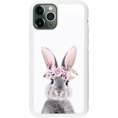 Coque iPhone 11 Pro - Silicone rigide blanc Easter 2023 flower bunny