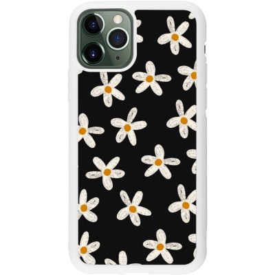 Coque iPhone 11 Pro - Silicone rigide blanc Easter 2024 white on black flower