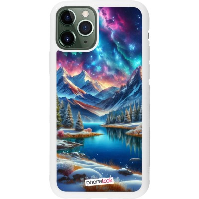 Coque iPhone 11 Pro - Silicone rigide blanc Fantasy Mountain Lake Sky Stars