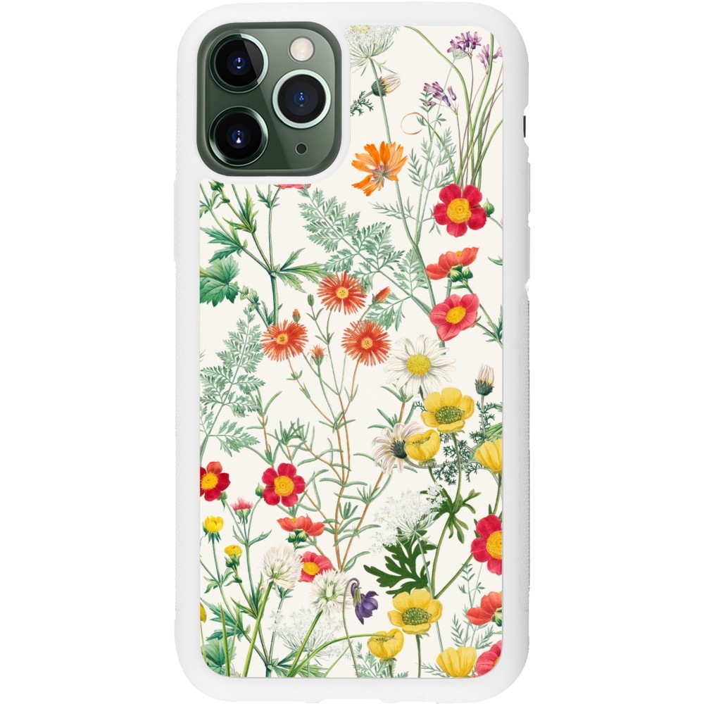 Coque iPhone 11 Pro - Silicone rigide blanc Flora Botanical Wildlife