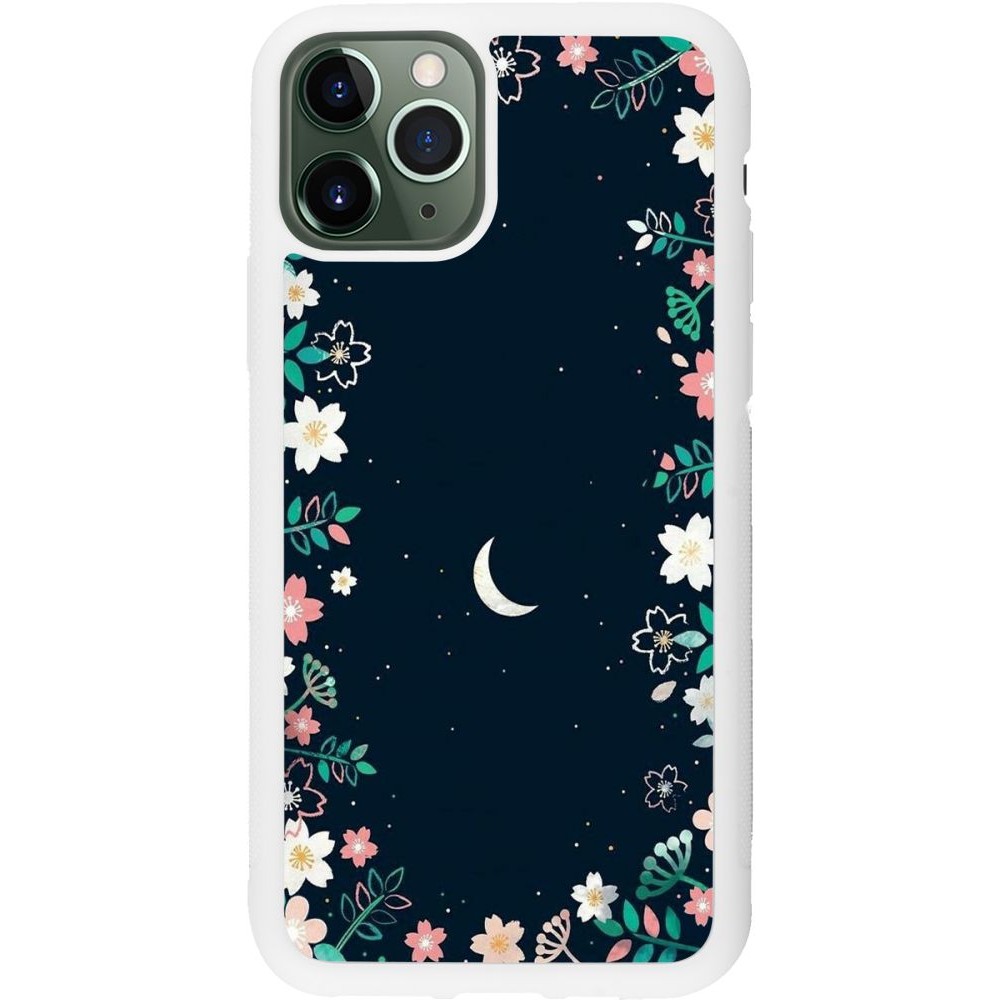 Coque iPhone 11 Pro - Silicone rigide blanc Flowers space