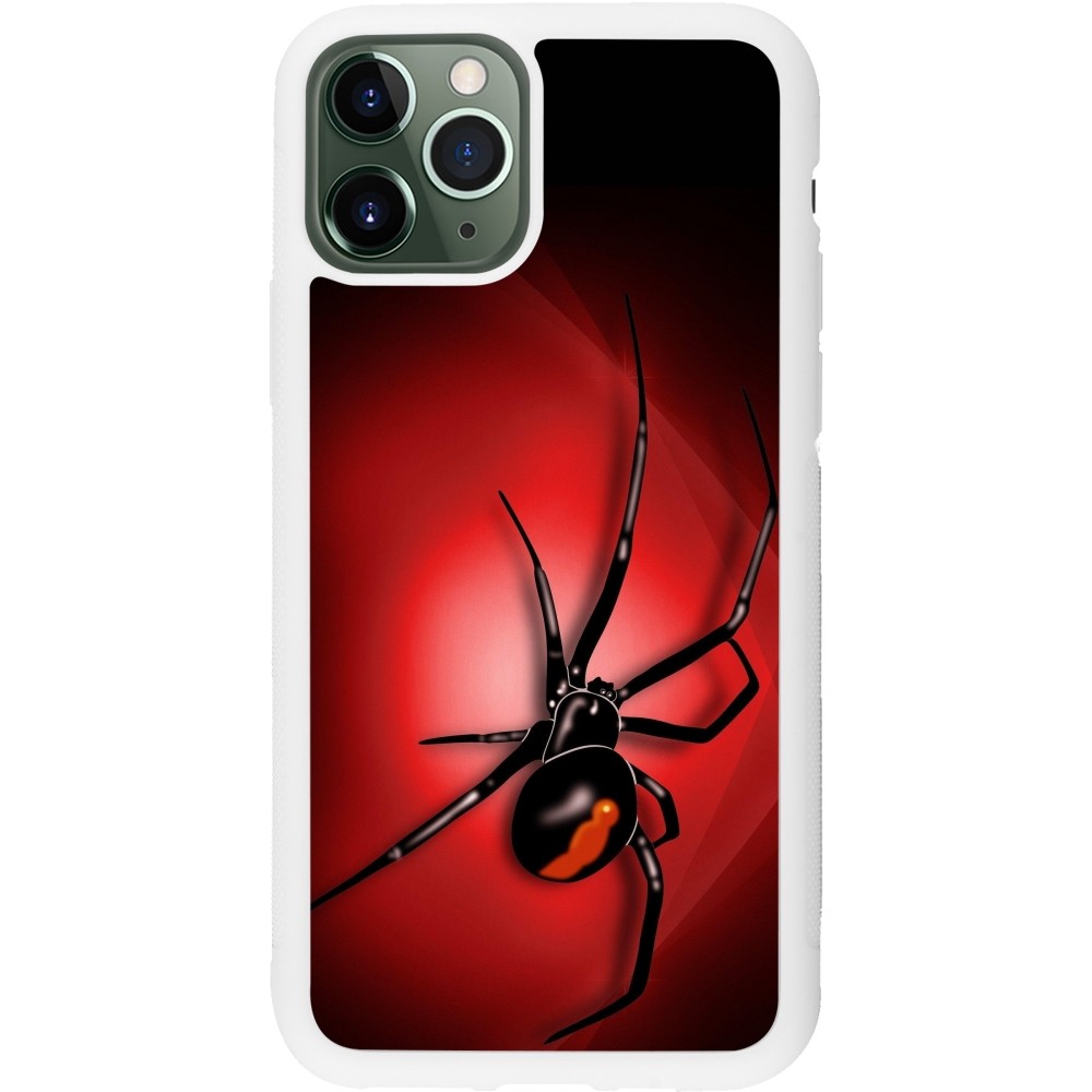 Coque iPhone 11 Pro - Silicone rigide blanc Halloween 2023 spider black widow