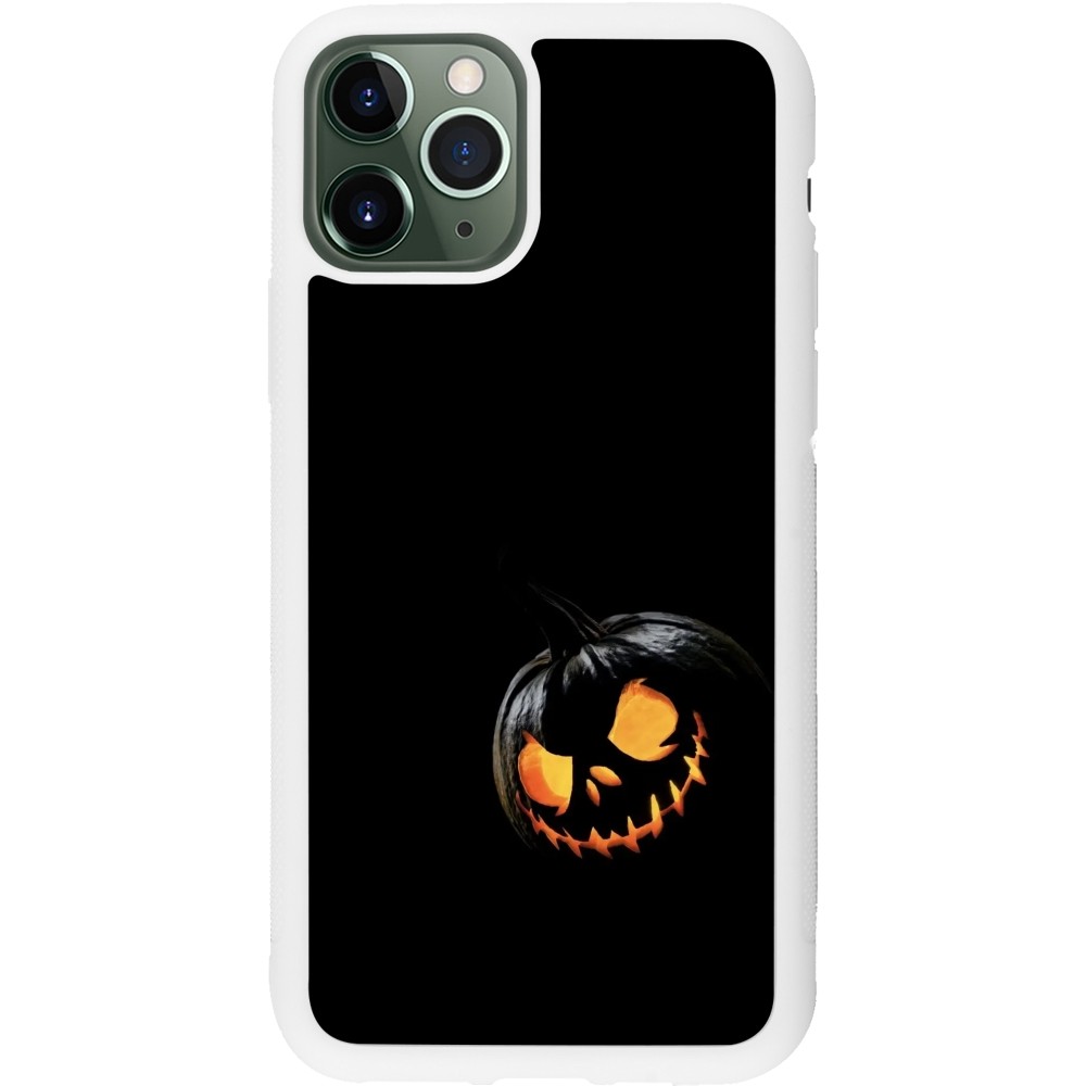 Coque iPhone 11 Pro - Silicone rigide blanc Halloween 2023 discreet pumpkin