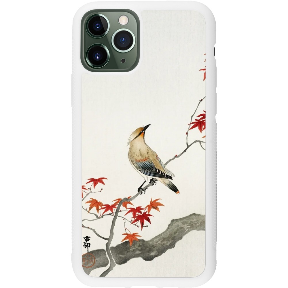 Coque iPhone 11 Pro - Silicone rigide blanc Japanese Bird