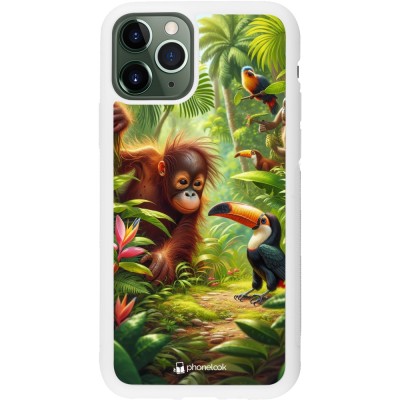 Coque iPhone 11 Pro - Silicone rigide blanc Jungle Tropicale Tayrona