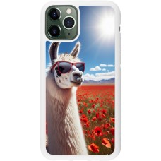 Coque iPhone 11 Pro - Silicone rigide blanc Lama Chic en Coquelicot