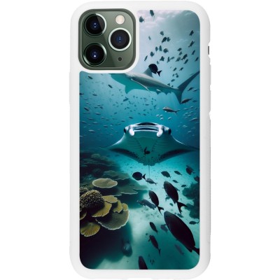 Coque iPhone 11 Pro - Silicone rigide blanc Manta Lagon Nettoyage