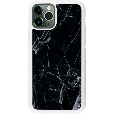 Coque iPhone 11 Pro - Silicone rigide blanc Marble Black 01